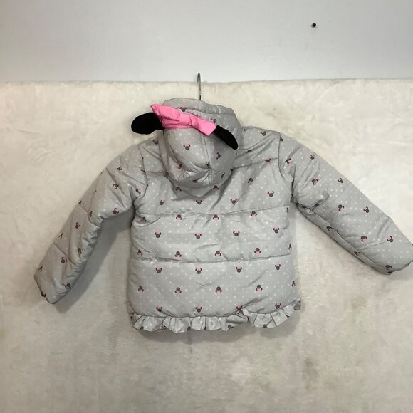 Disney Junior Minnie Mouse Girls Puffer Jacket Toddler 3T Gray Pink Bow & Ears - Picture 3 of 8